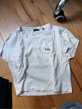 Kith Ivory Crewneck Tee with Black Logo Tag